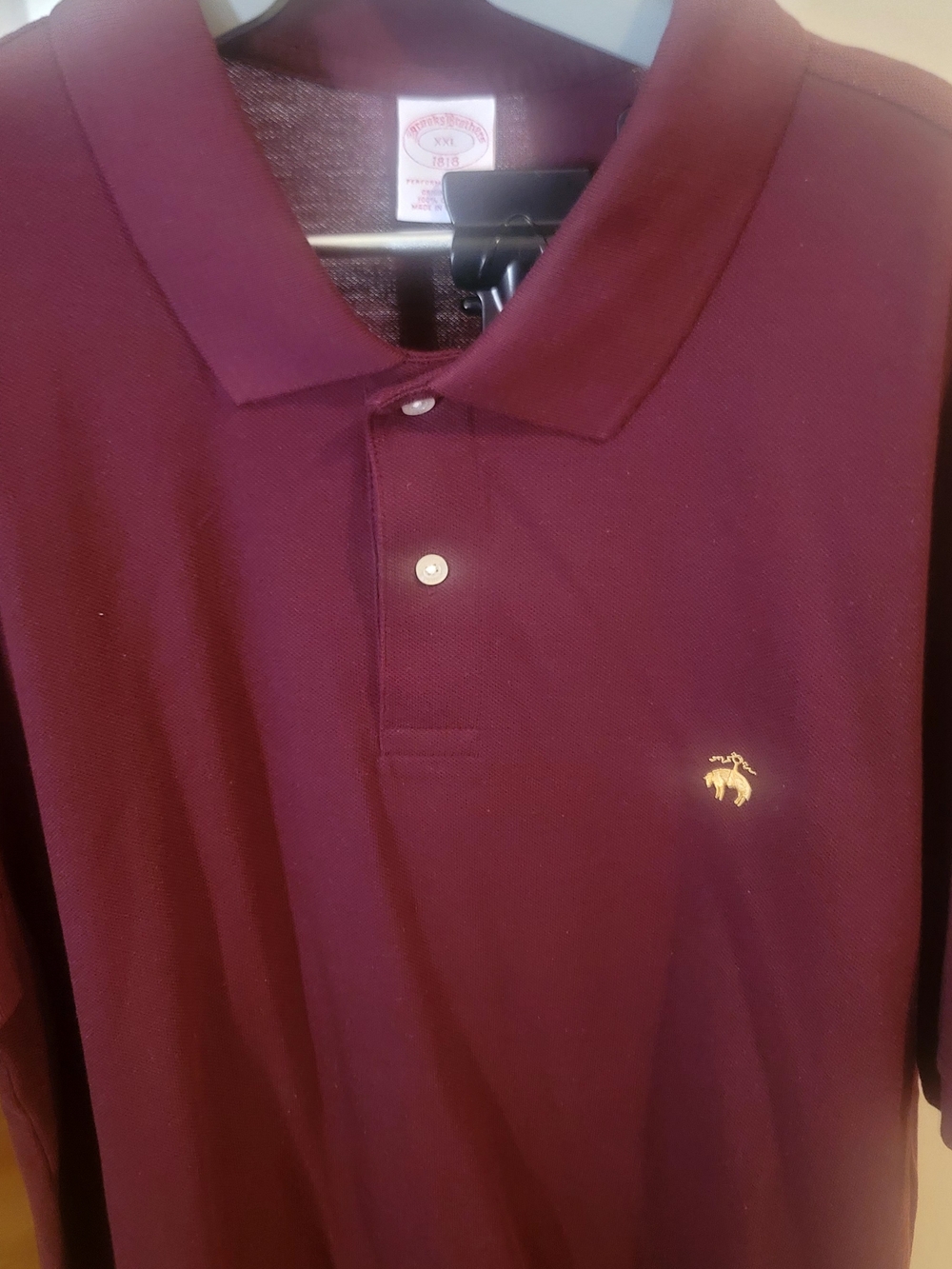 Brooks Brothers Burgundy Polo with Gold Emblem